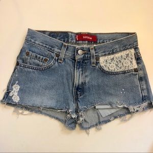 Levi’s Cutoff Jean Shorts with Lace Pocket